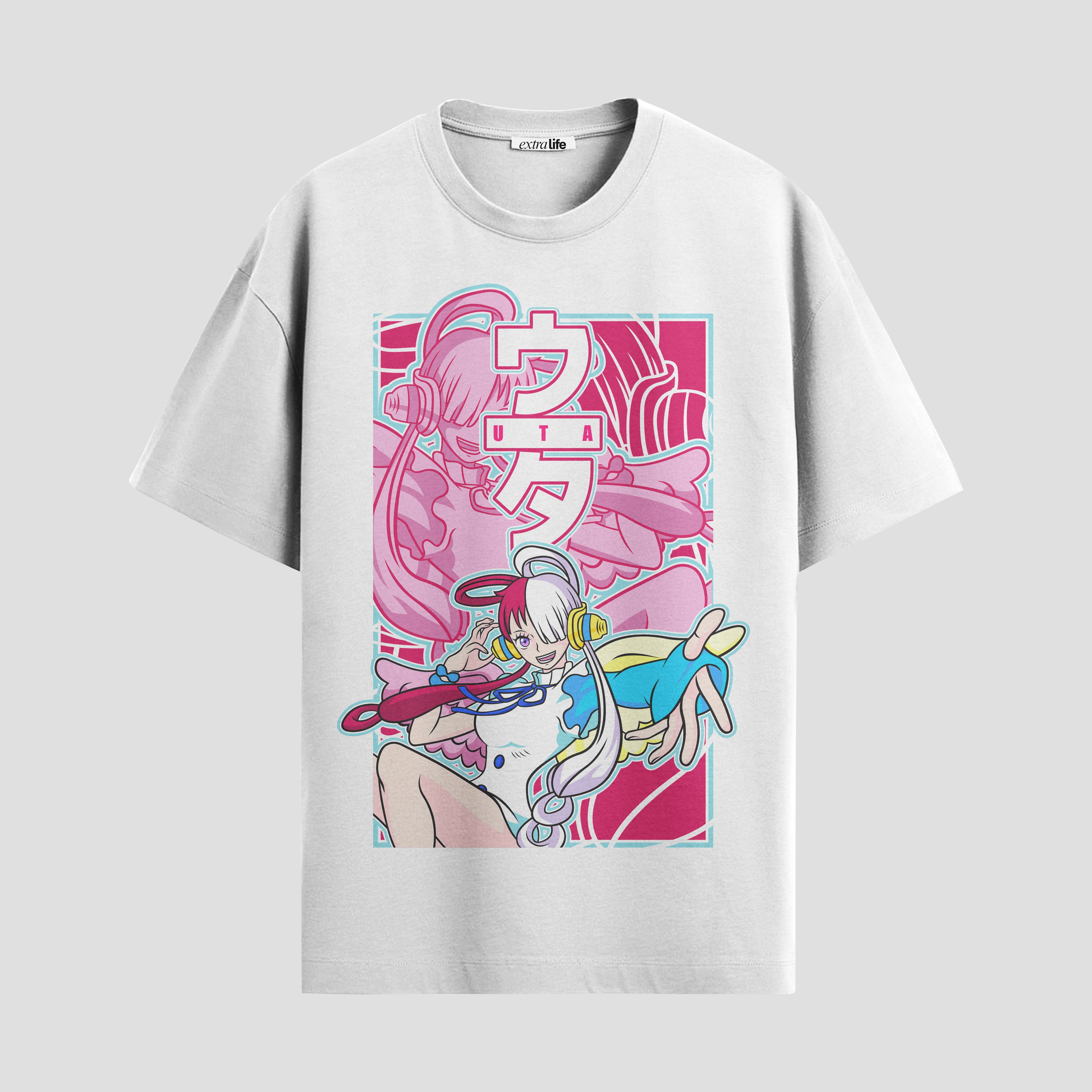 Playera urbana de anime y gaming ExtraLife MX, corte Standard Fit unisex ligero y transpirable en color Deep Black y Pure White, ropa de uso diario para gym y casual.