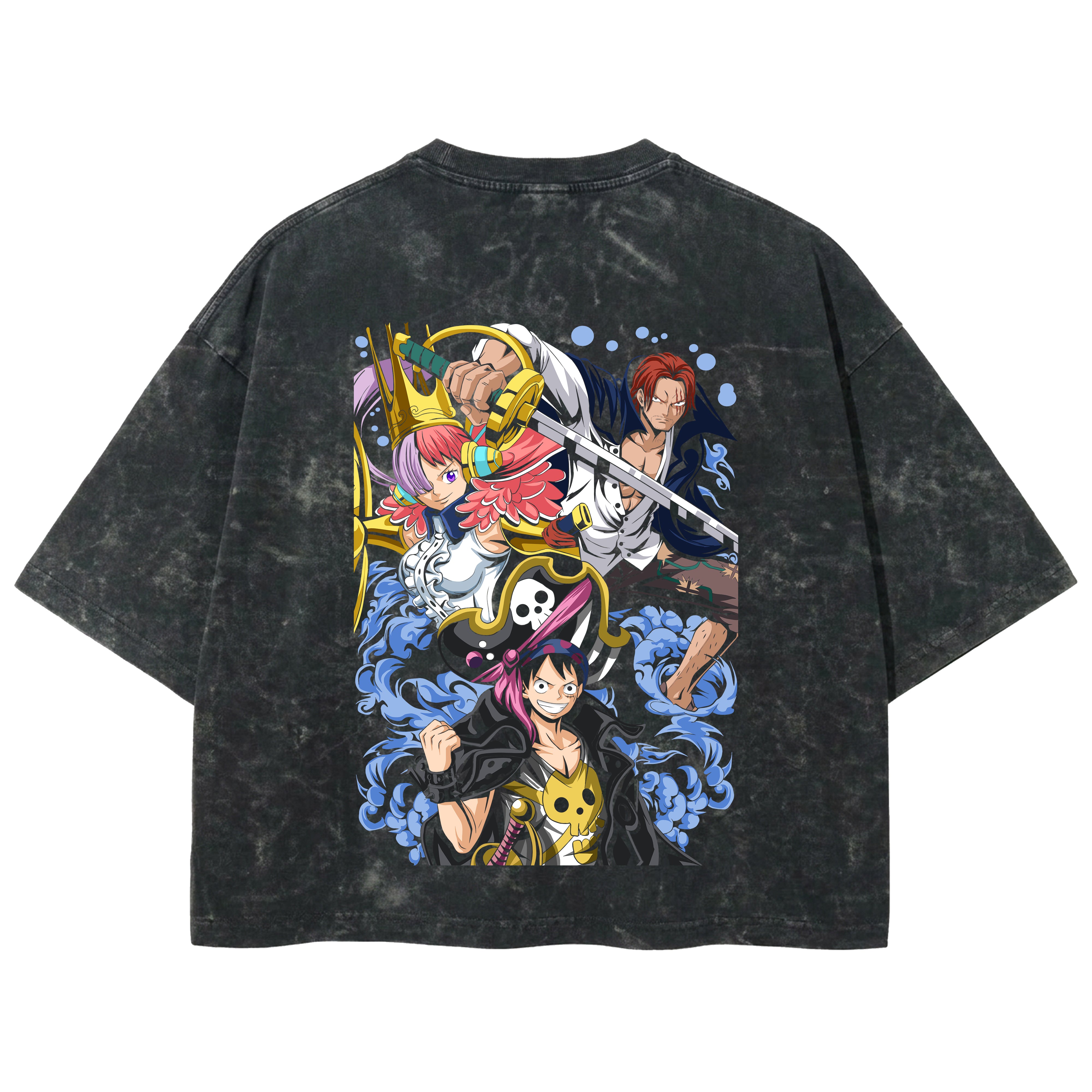 Playera streetwear premium de anime y gaming ExtraLife MX, corte boxy deluxe mineral wash heavyweight en color Acid Wash, moda urbana mexicana de culto.