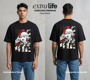 Mar de los Piratas | La Cantante del Mar #03364 - Playera Oversized Premium | Deep Black - Foto en modelo