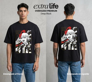 Mar de los Piratas | La Cantante del Mar #03364 - Playera Oversized Premium | Deep Black - Foto en modelo