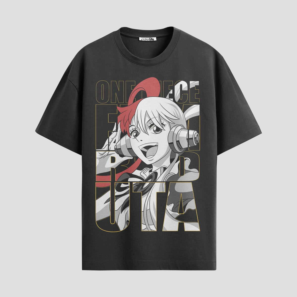 Playera urbana de anime y gaming ExtraLife MX, corte Classic Premium unisex ligero y transpirable en color Deep Black y Pure White, ropa de uso diario para gym y casual.