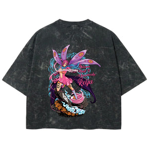 Playera streetwear premium de anime y gaming ExtraLife MX, corte boxy deluxe mineral wash heavyweight en color Acid Wash, moda urbana mexicana de culto.