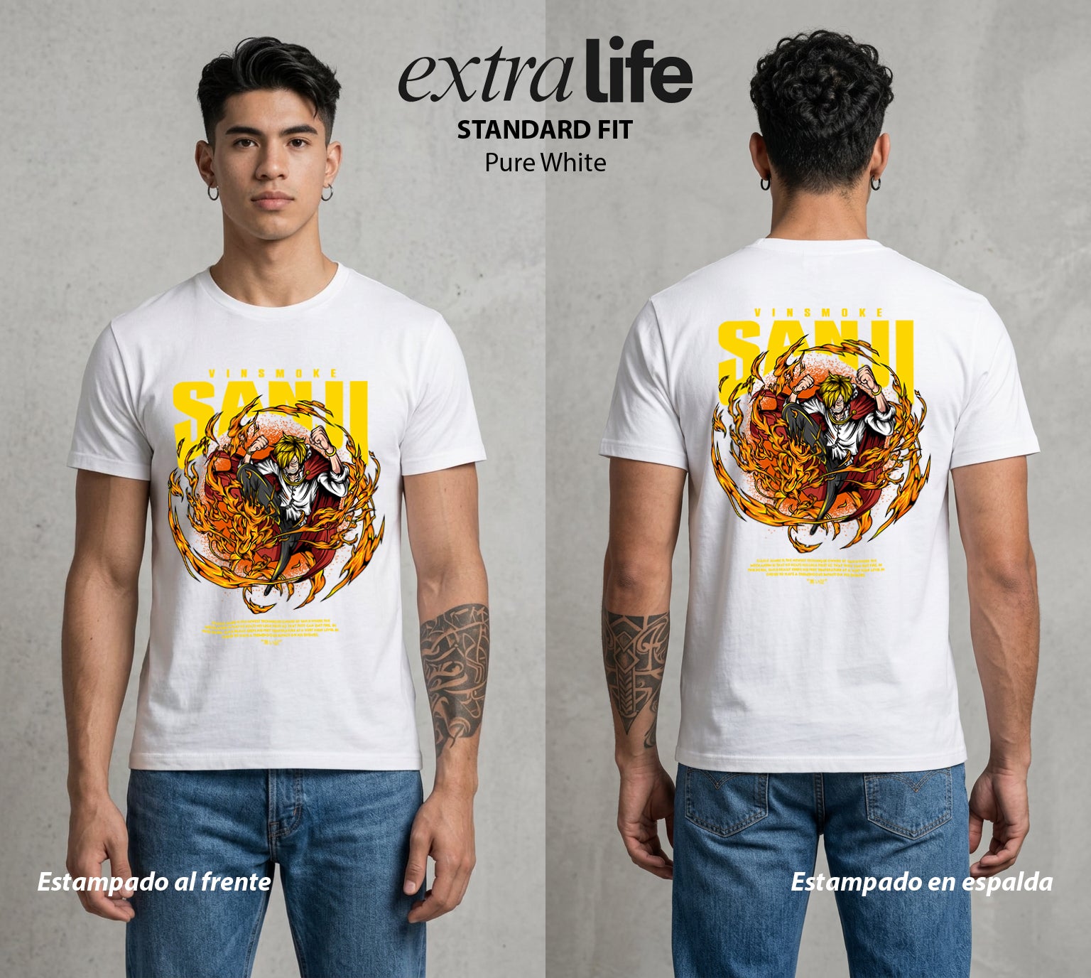 Mar de los Piratas | Patada Llameante #03368 - Playera Standard Fit | Pure White - Foto en modelo
