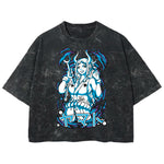 Playera streetwear premium de anime y gaming ExtraLife MX, corte boxy deluxe mineral wash heavyweight en color Acid Wash, moda urbana mexicana de culto.