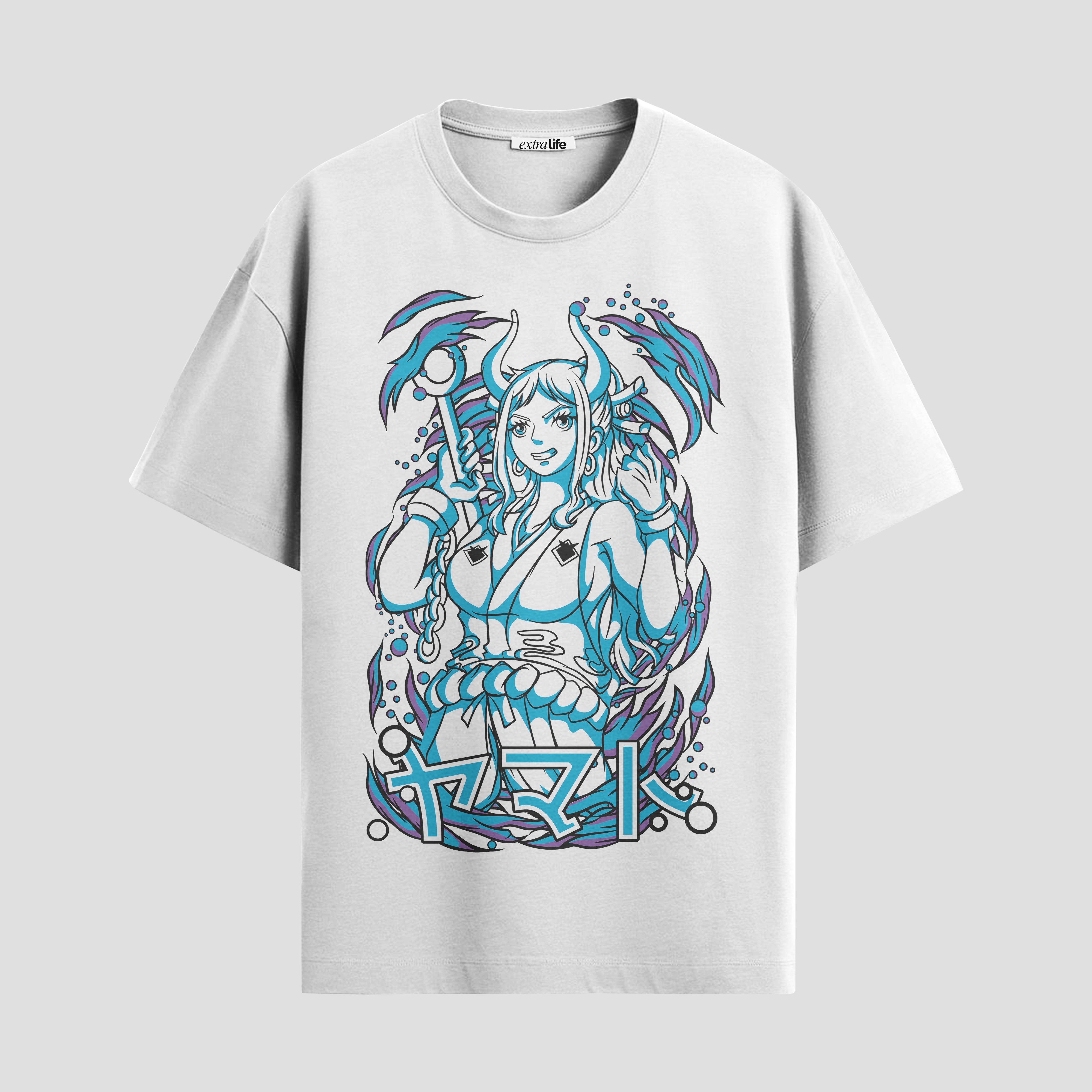 Playera urbana de anime y gaming ExtraLife MX, corte Standard Fit unisex ligero y transpirable en color Deep Black y Pure White, ropa de uso diario para gym y casual.