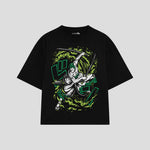 Playera streetwear premium de anime y gaming ExtraLife MX, corte oversized drop shoulder ligero y fresco en color Deep Black y Off-White, moda urbana mexicana de culto.