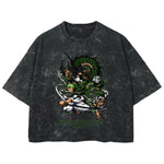 Playera streetwear premium de anime y gaming ExtraLife MX, corte boxy deluxe mineral wash heavyweight en color Acid Wash, moda urbana mexicana de culto.