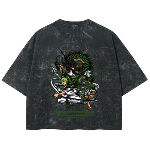 Playera streetwear premium de anime y gaming ExtraLife MX, corte boxy deluxe mineral wash heavyweight en color Acid Wash, moda urbana mexicana de culto.