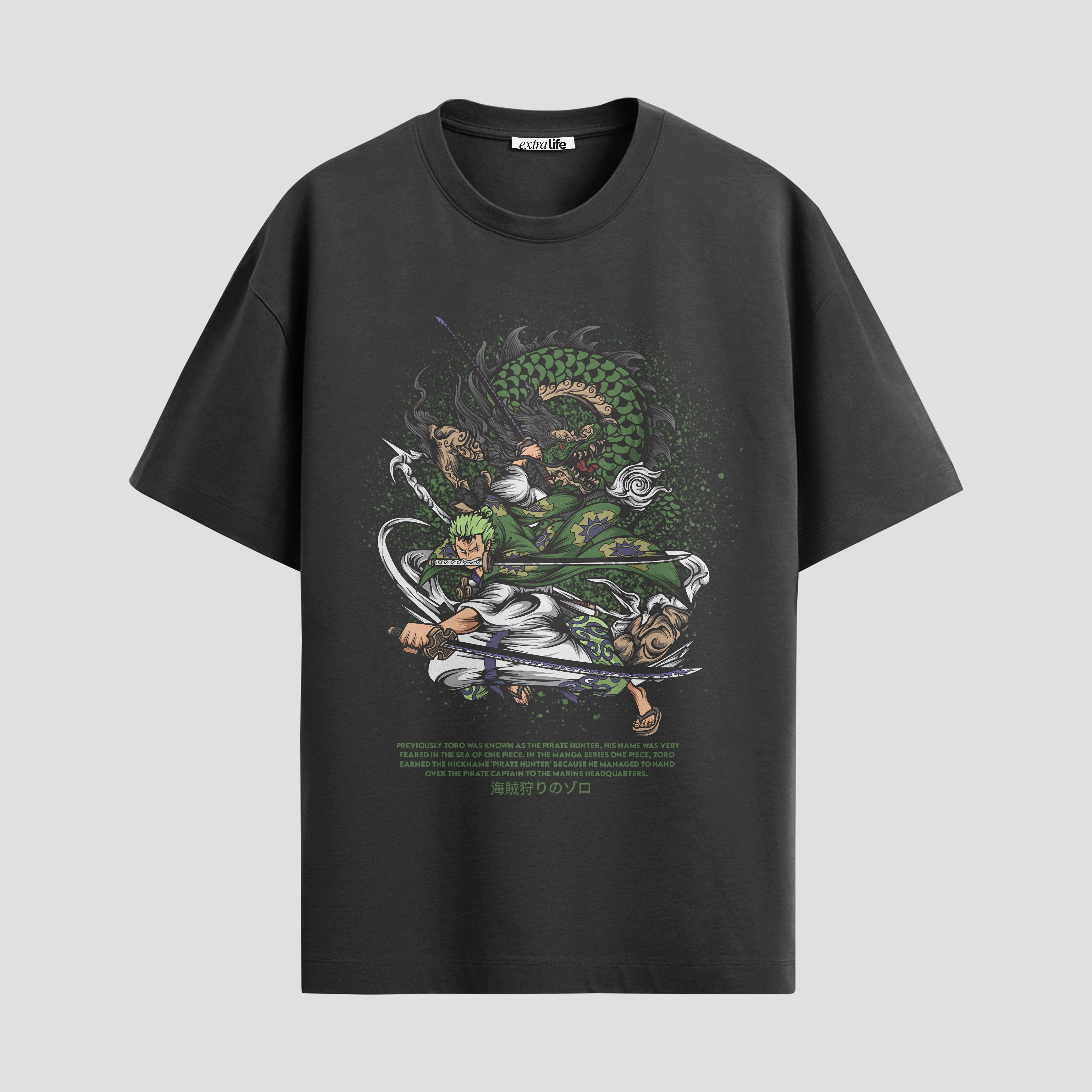 Playera urbana de anime y gaming ExtraLife MX, corte Standard Fit unisex ligero y transpirable en color Deep Black y Pure White, ropa de uso diario para gym y casual.