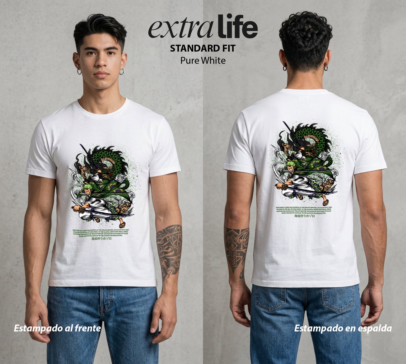Mar de los Piratas | Ambicion de Espadachin #03388 - Playera Standard Fit | Pure White - Foto en modelo