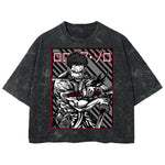 Playera streetwear premium de anime y gaming ExtraLife MX, corte boxy deluxe mineral wash heavyweight en color Acid Wash, moda urbana mexicana de culto.