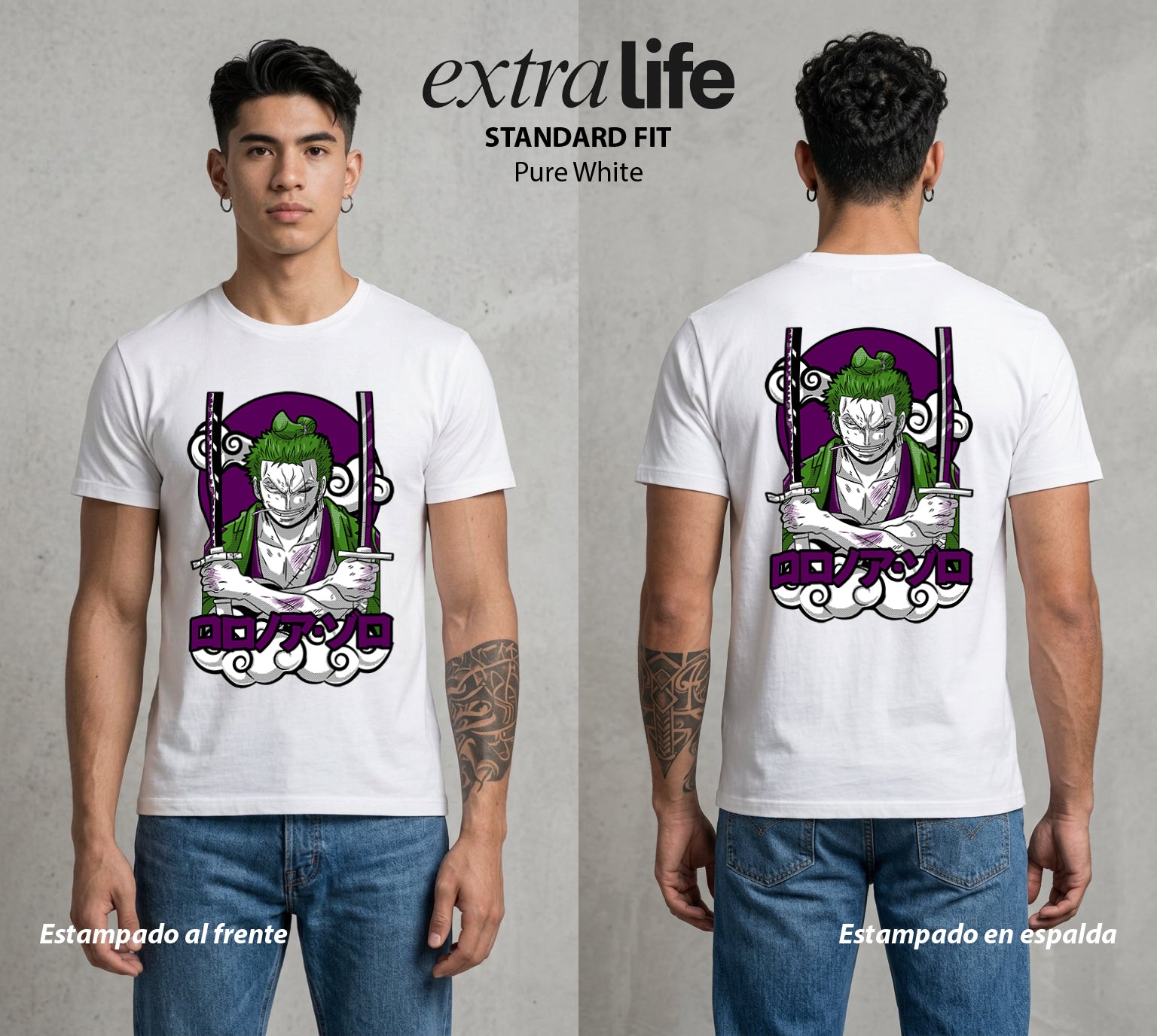 Mar de los Piratas | Cazador de Espadas #03398 - Playera Standard Fit | Pure White - Foto en modelo