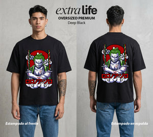 Mar de los Piratas | Acero y Voluntad #03399 - Playera Oversized Premium | Deep Black - Foto en modelo
