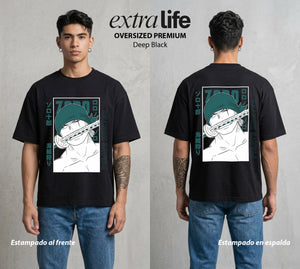 Mar de los Piratas | El Espada del Capitan #03402 - Playera Oversized Premium | Deep Black - Foto en modelo