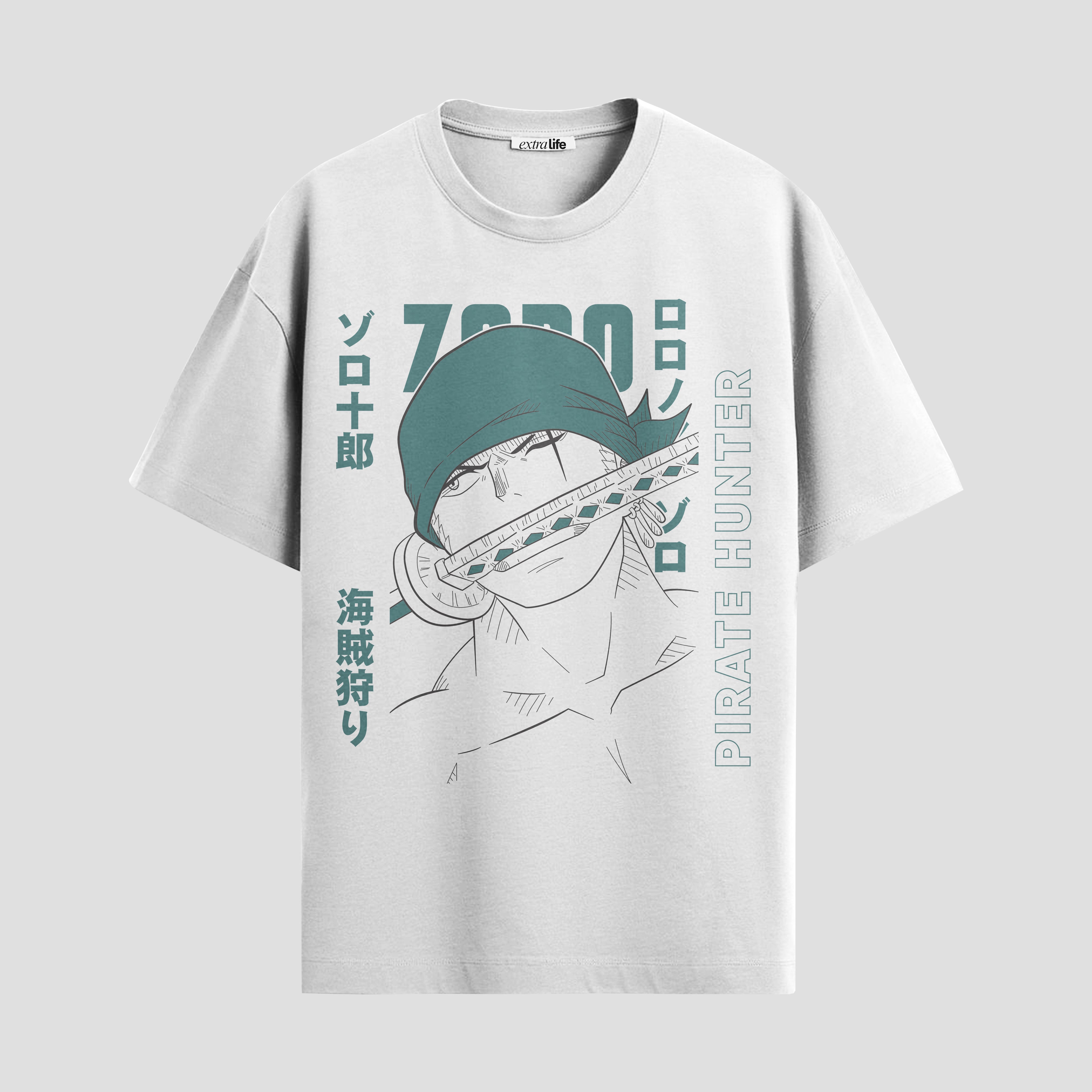 Playera urbana de anime y gaming ExtraLife MX, corte Standard Fit unisex ligero y transpirable en color Deep Black y Pure White, ropa de uso diario para gym y casual.
