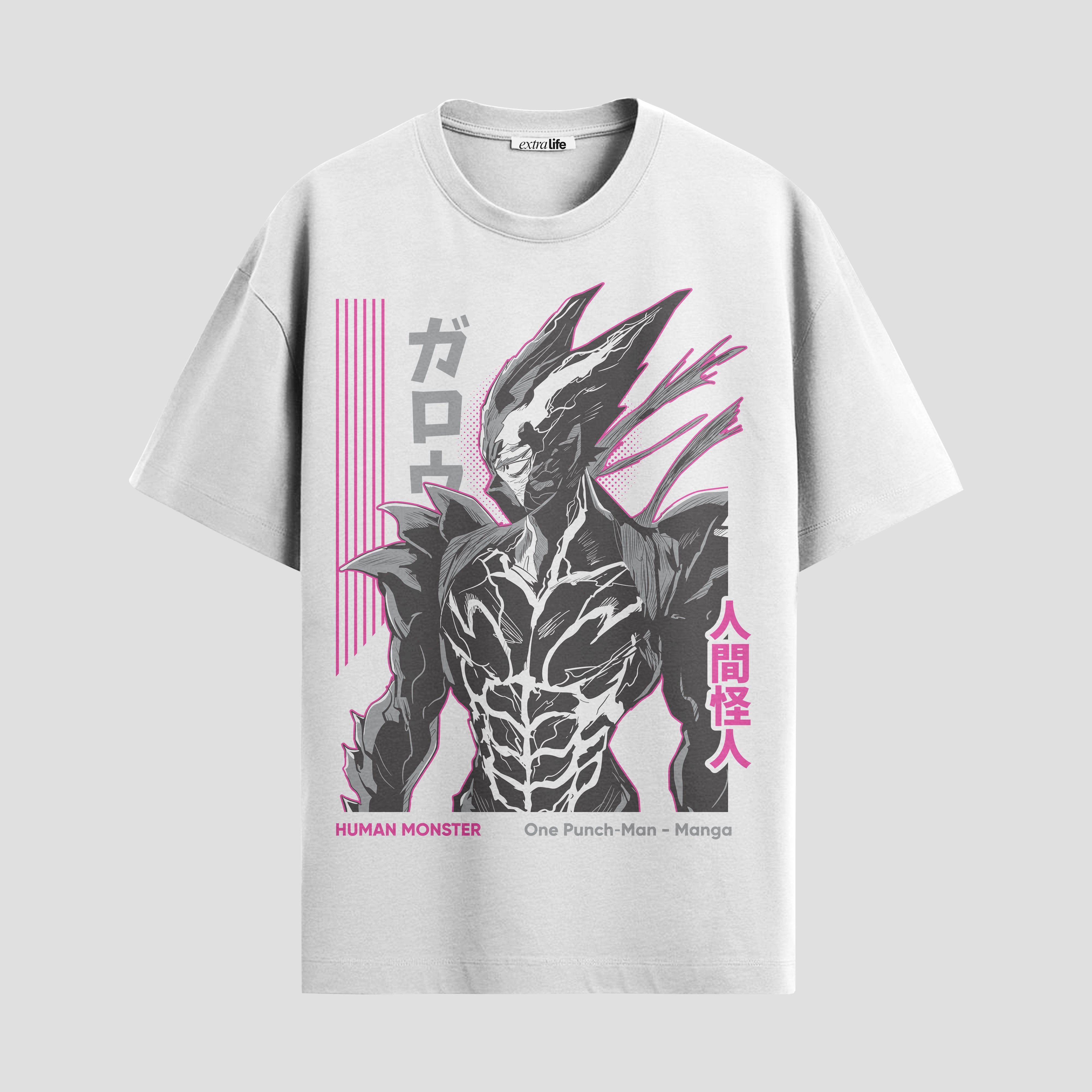 Playera urbana de anime y gaming ExtraLife MX, corte Standard Fit unisex ligero y transpirable en color Deep Black y Pure White, ropa de uso diario para gym y casual.