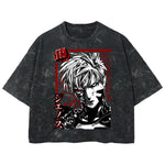 Playera streetwear premium de anime y gaming ExtraLife MX, corte boxy deluxe mineral wash heavyweight en color Acid Wash, moda urbana mexicana de culto.