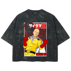 Playera streetwear premium de anime y gaming ExtraLife MX, corte boxy deluxe mineral wash heavyweight en color Acid Wash, moda urbana mexicana de culto.