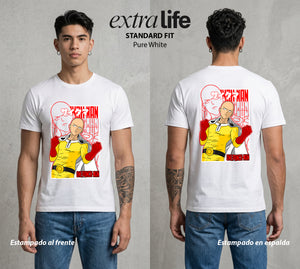El Heroe del Un Golpe | Un Golpe y Listo #03410 - Playera Standard Fit | Pure White - Foto en modelo