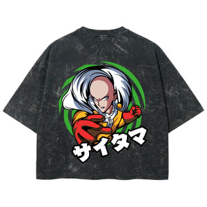 Playera streetwear premium de anime y gaming ExtraLife MX, corte boxy deluxe mineral wash heavyweight en color Acid Wash, moda urbana mexicana de culto.