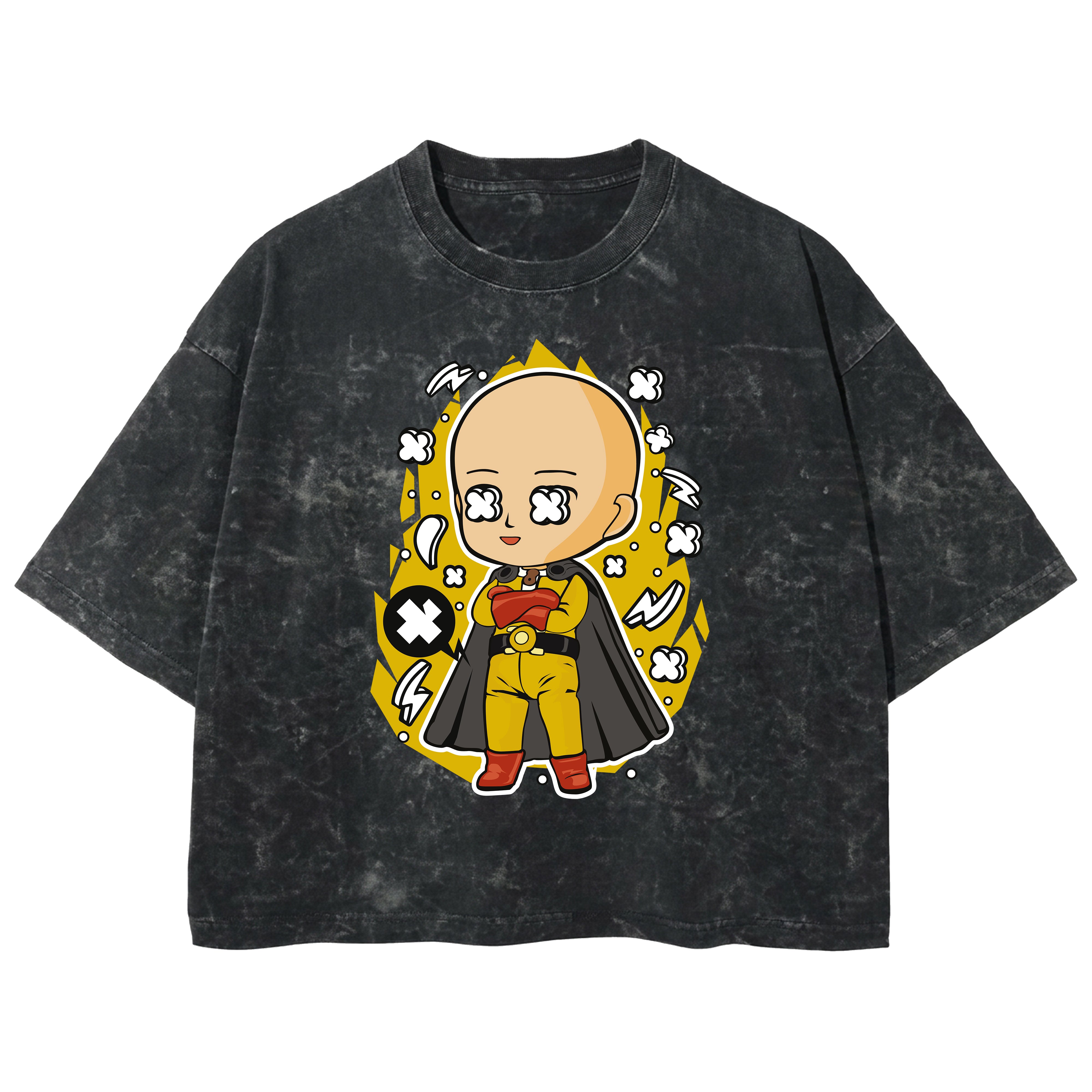Playera streetwear premium de anime y gaming ExtraLife MX, corte boxy deluxe mineral wash heavyweight en color Acid Wash, moda urbana mexicana de culto.
