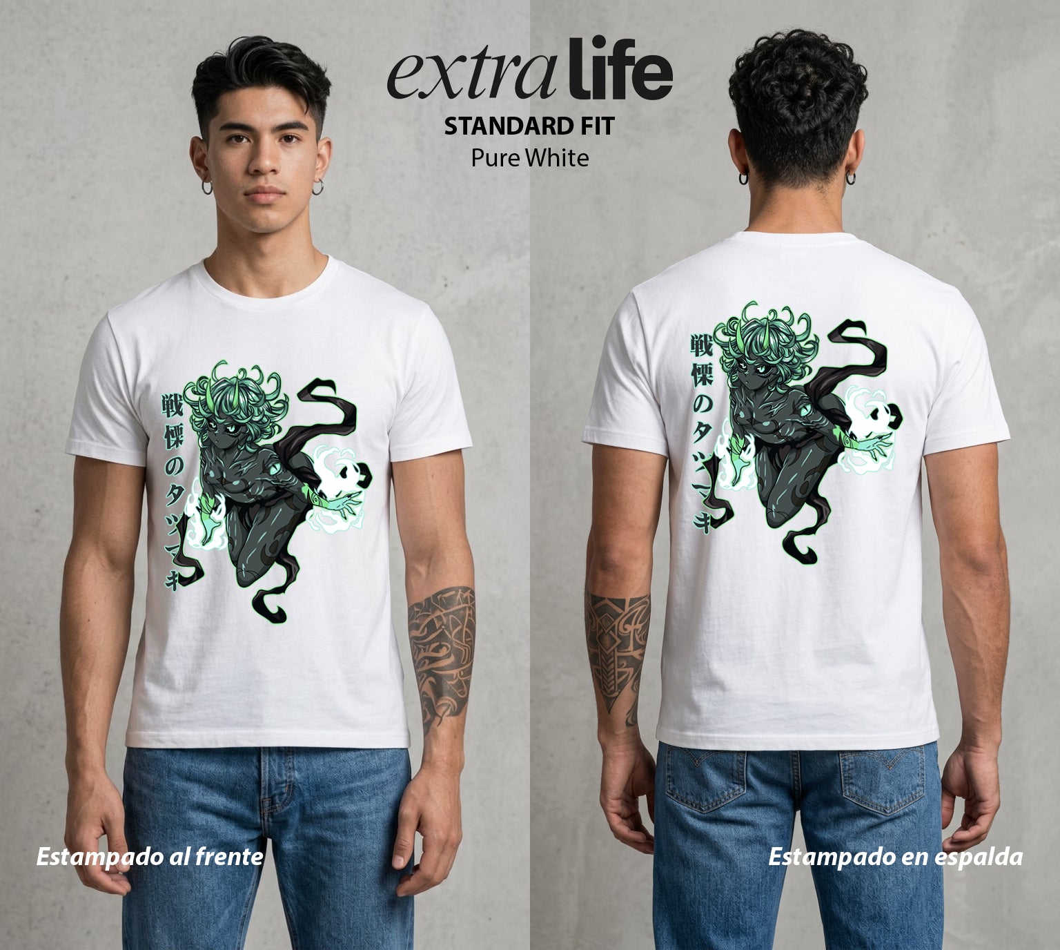 El Heroe del Un Golpe | La Bruja del Rango S #03419 - Playera Standard Fit | Pure White - Foto en modelo
