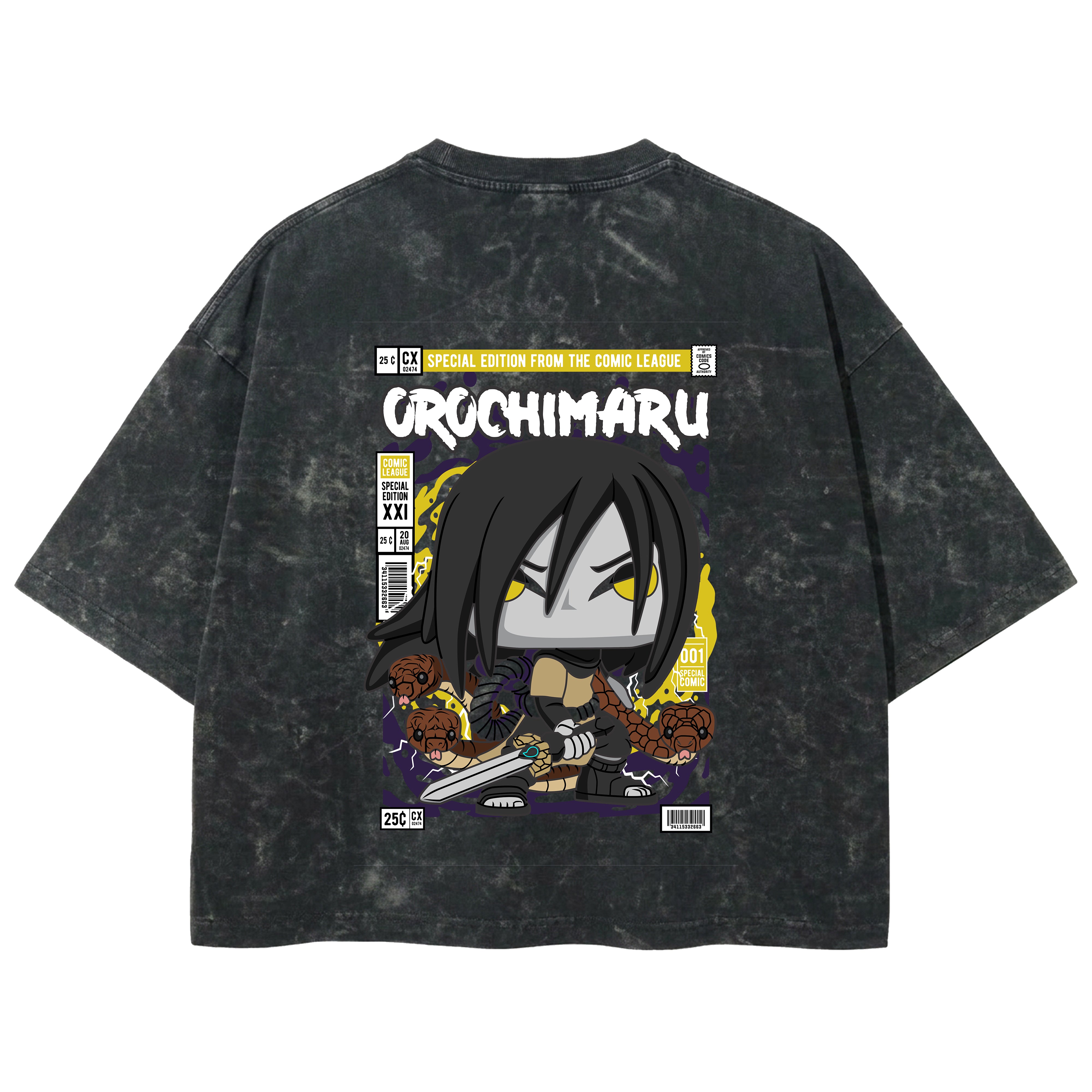 Playera streetwear premium de anime y gaming ExtraLife MX, corte boxy deluxe mineral wash heavyweight en color Acid Wash, moda urbana mexicana de culto.