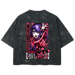 Playera streetwear premium de anime y gaming ExtraLife MX, corte boxy deluxe mineral wash heavyweight en color Acid Wash, moda urbana mexicana de culto.