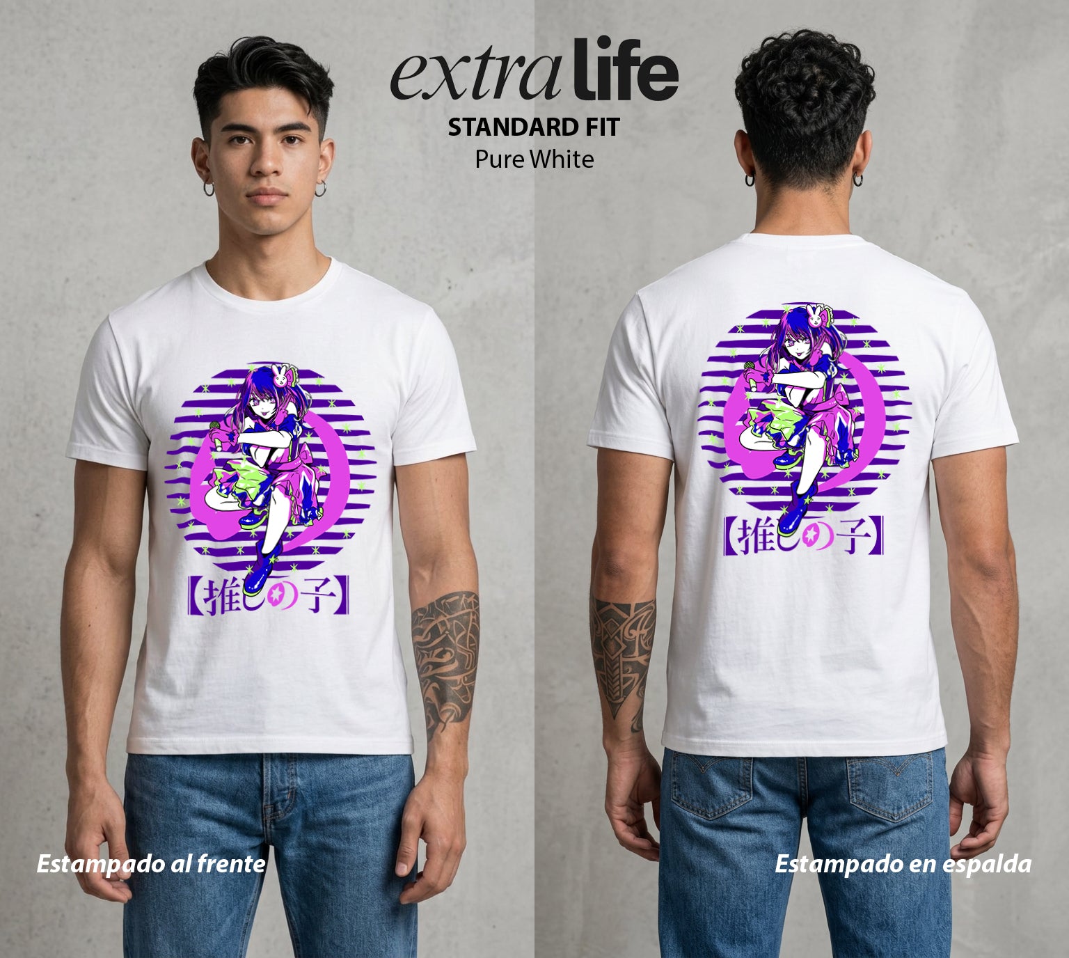 La Industria del Idolo | La Estrella del Amor #03424 - Playera Standard Fit | Pure White - Foto en modelo