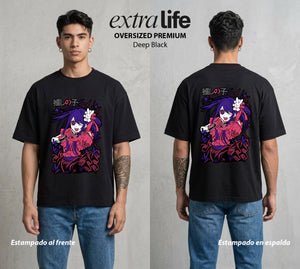 La Industria del Idolo | La Ídolo del Engano #03425 - Playera Oversized Premium | Deep Black - Foto en modelo