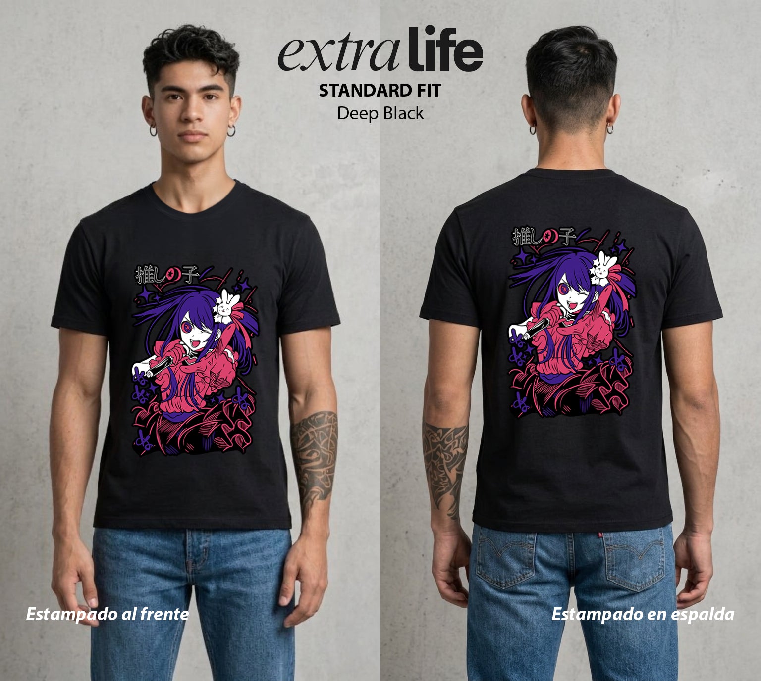 La Industria del Idolo | La Ídolo del Engano #03425 - Playera Standard Fit | Deep Black - Foto en modelo