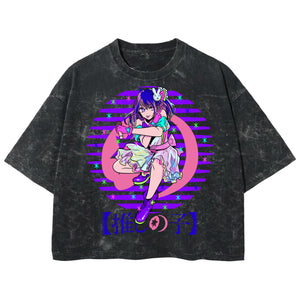 Playera streetwear premium de anime y gaming ExtraLife MX, corte boxy deluxe mineral wash heavyweight en color Acid Wash, moda urbana mexicana de culto.