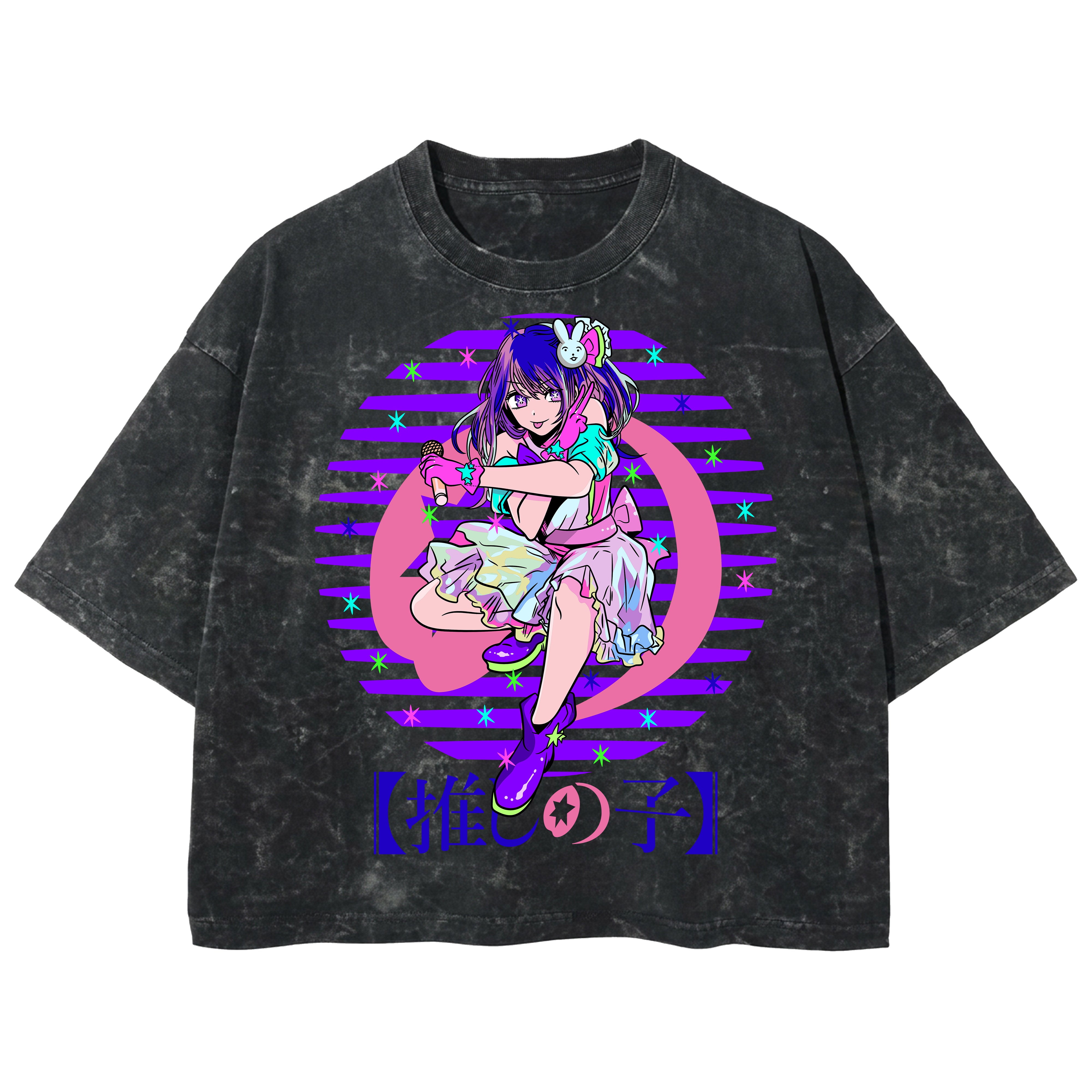 Playera streetwear premium de anime y gaming ExtraLife MX, corte boxy deluxe mineral wash heavyweight en color Acid Wash, moda urbana mexicana de culto.
