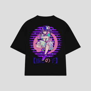 Playera streetwear premium de anime y gaming ExtraLife MX, corte oversized drop shoulder ligero y fresco en color Deep Black y Off-White, moda urbana mexicana de culto.