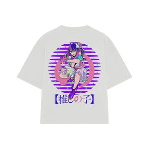 Playera streetwear premium de anime y gaming ExtraLife MX, corte oversized drop shoulder ligero y fresco en color Deep Black y Off-White, moda urbana mexicana de culto.