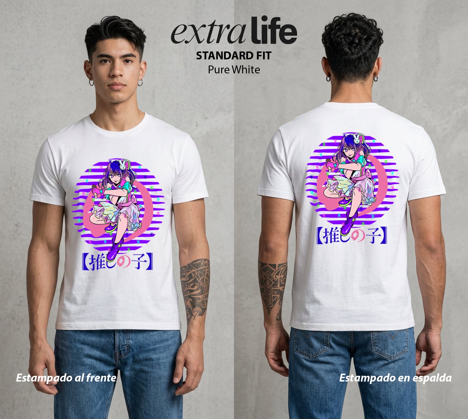 La Industria del Idolo | La Mascara del Ídolo #03427 - Playera Standard Fit | Pure White - Foto en modelo