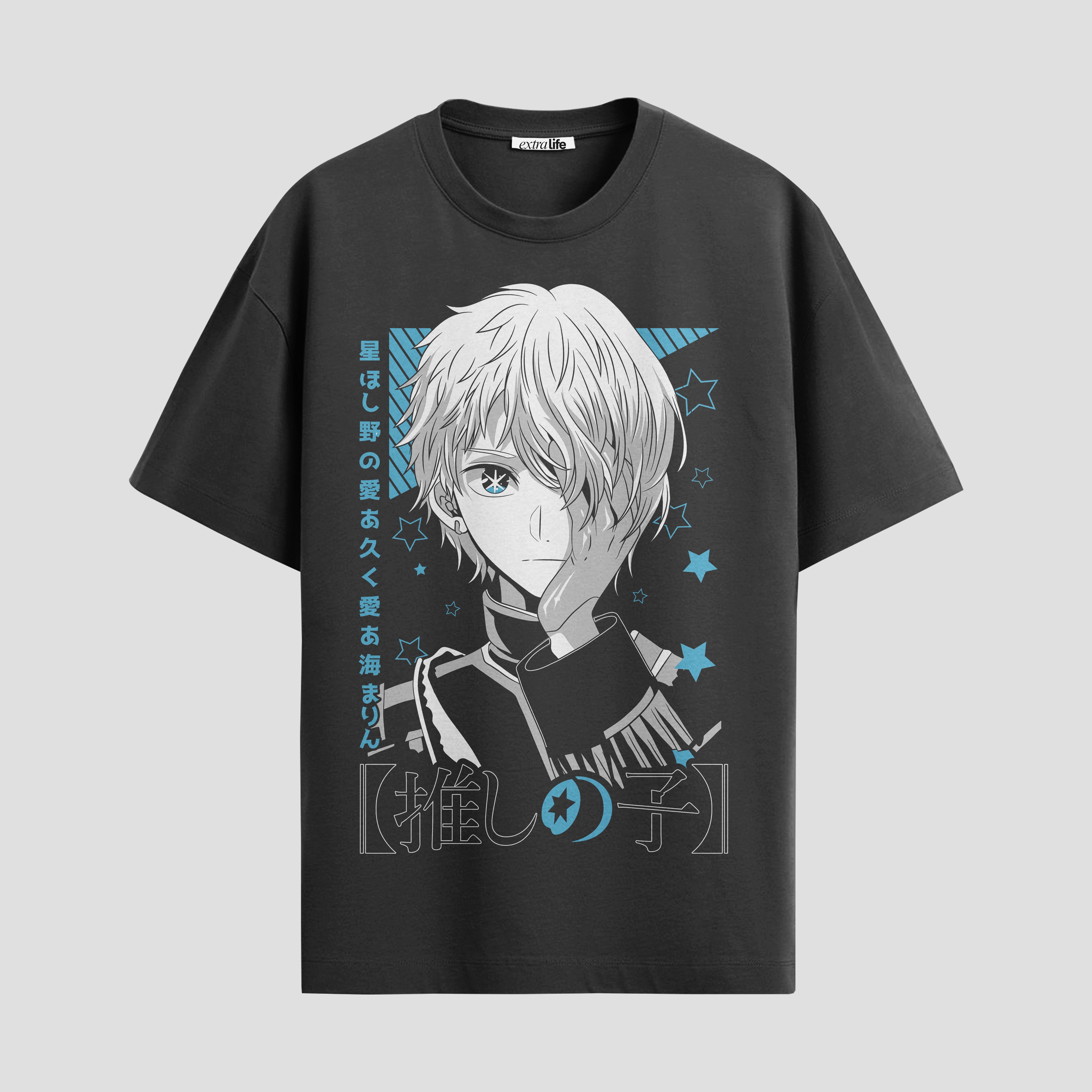 Playera urbana de anime y gaming ExtraLife MX, corte Standard Fit unisex ligero y transpirable en color Deep Black y Pure White, ropa de uso diario para gym y casual.