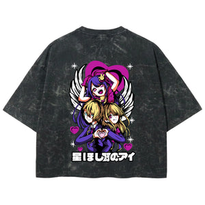 Playera streetwear premium de anime y gaming ExtraLife MX, corte boxy deluxe mineral wash heavyweight en color Acid Wash, moda urbana mexicana de culto.