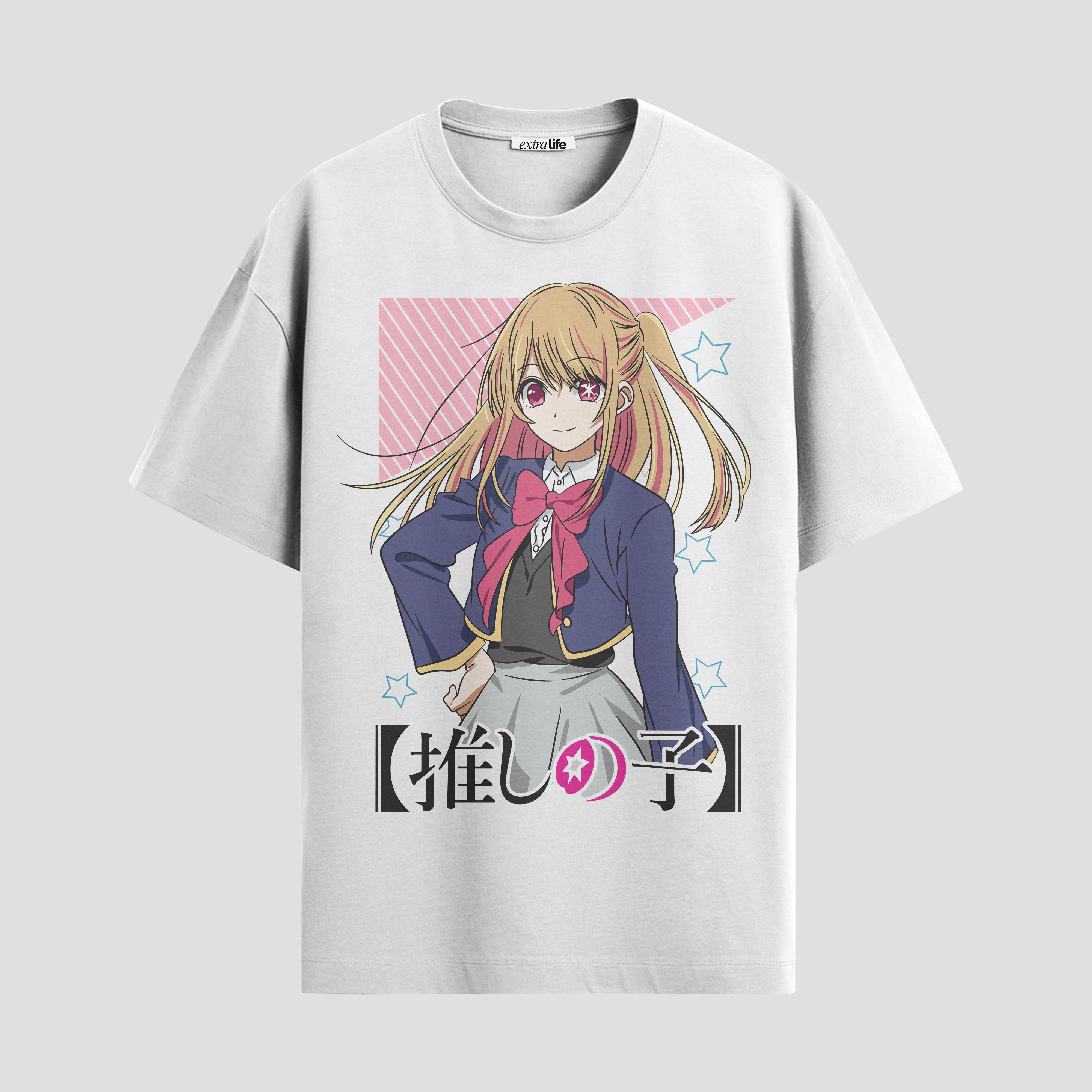 Playera urbana de anime y gaming ExtraLife MX, corte Standard Fit unisex ligero y transpirable en color Deep Black y Pure White, ropa de uso diario para gym y casual.