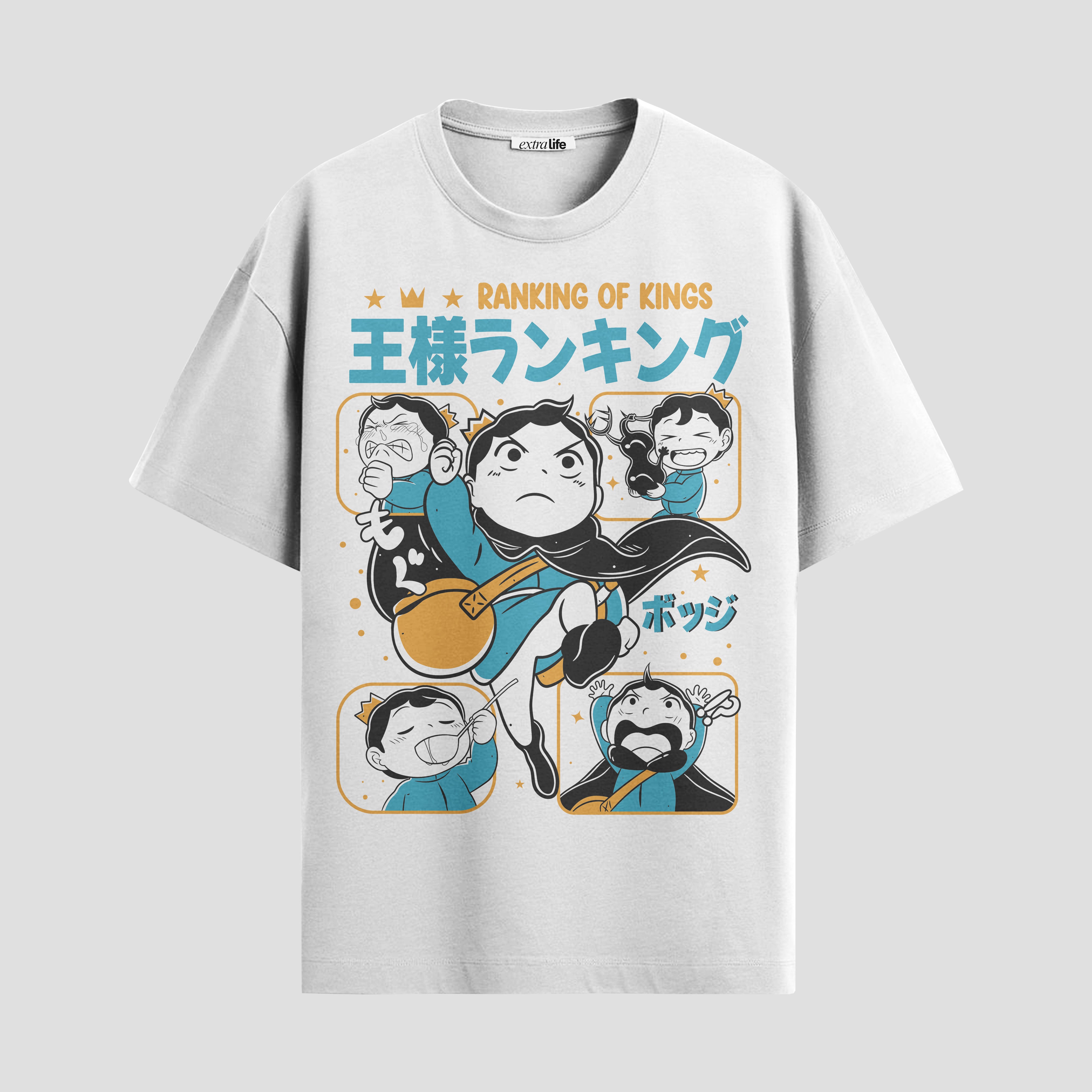 Playera urbana de anime y gaming ExtraLife MX, corte Standard Fit unisex ligero y transpirable en color Deep Black y Pure White, ropa de uso diario para gym y casual.