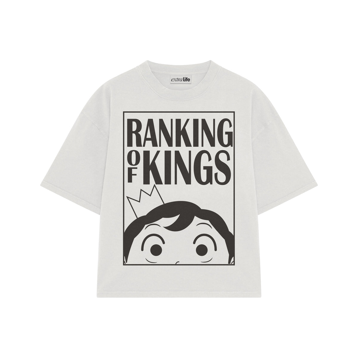 Playera streetwear premium de anime y gaming ExtraLife MX, corte oversized drop shoulder ligero y fresco en color Deep Black y Off-White, moda urbana mexicana de culto.