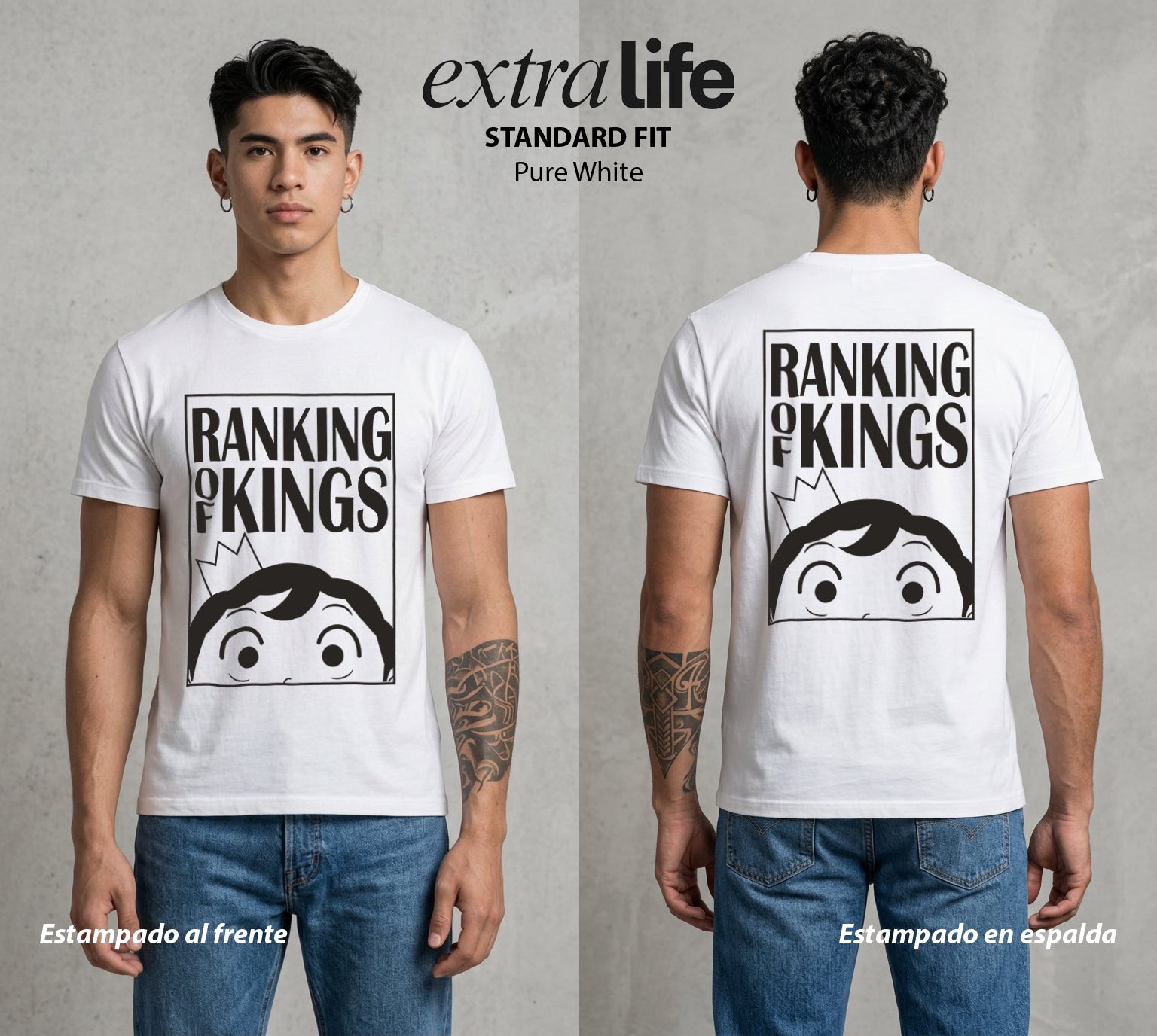 El Pequeno Gran Rey | La Fuerza del Corazon #03432 - Playera Standard Fit | Pure White - Foto en modelo