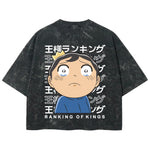 Playera streetwear premium de anime y gaming ExtraLife MX, corte boxy deluxe mineral wash heavyweight en color Acid Wash, moda urbana mexicana de culto.