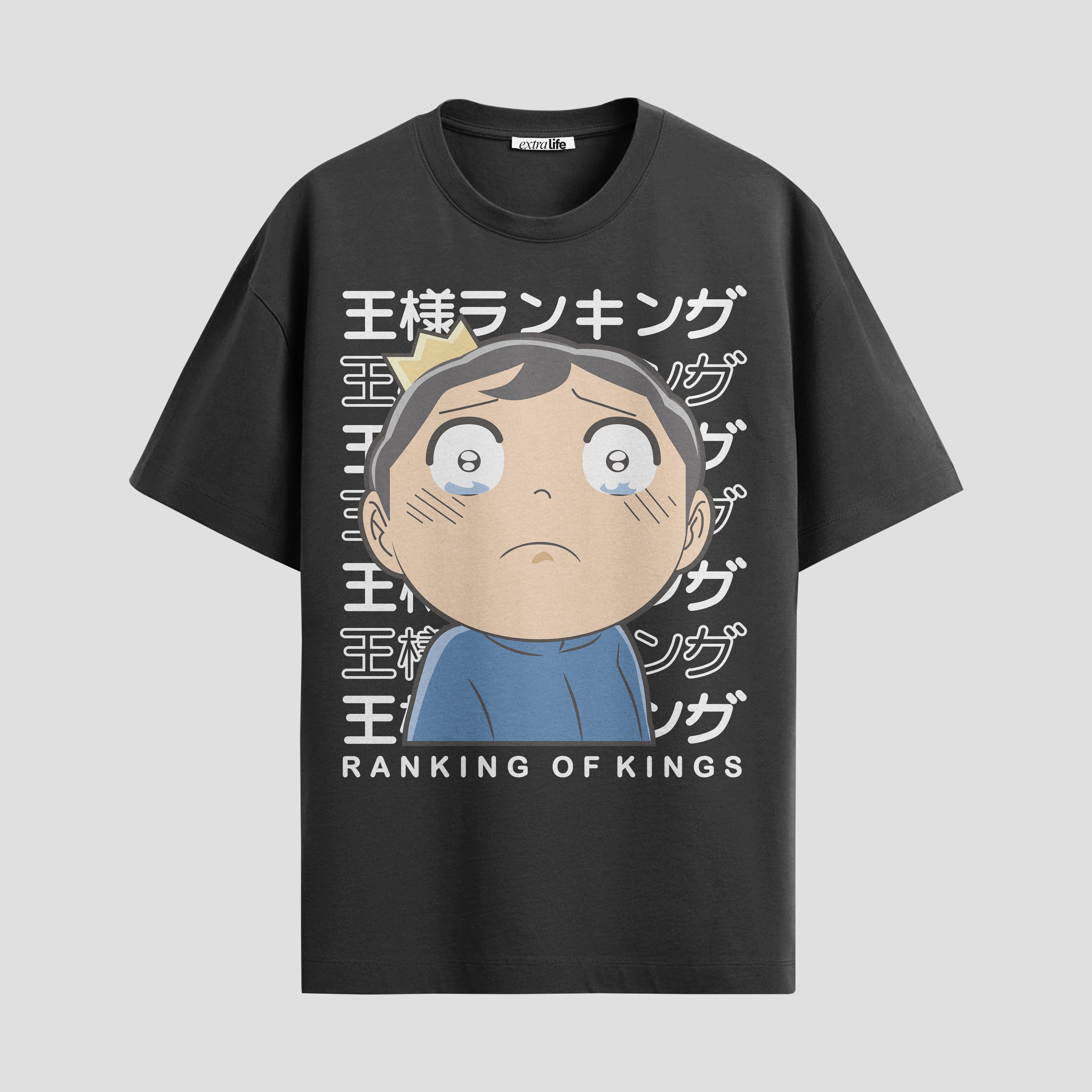 Playera urbana de anime y gaming ExtraLife MX, corte Standard Fit unisex ligero y transpirable en color Deep Black y Pure White, ropa de uso diario para gym y casual.