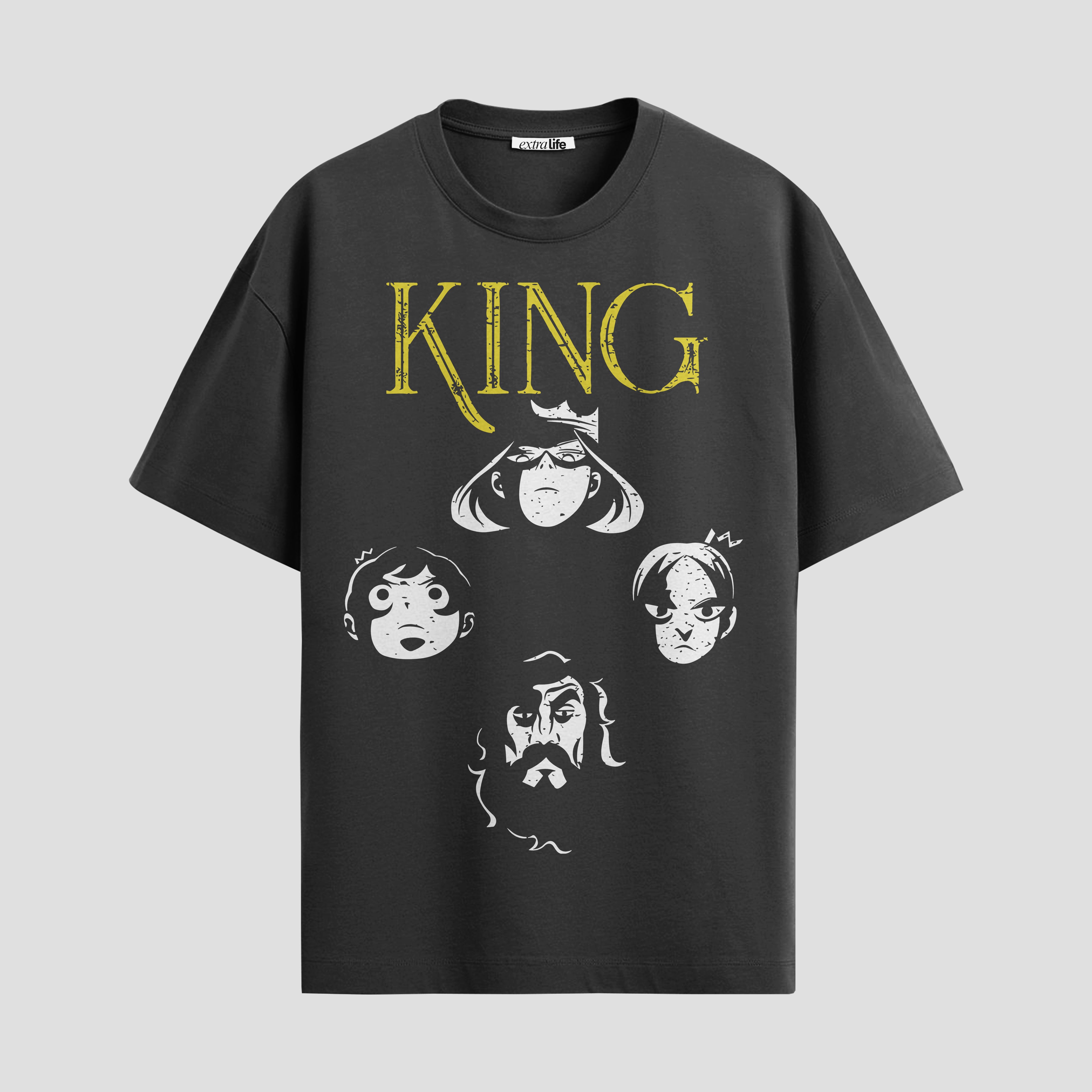 Playera urbana de anime y gaming ExtraLife MX, corte Standard Fit unisex ligero y transpirable en color Deep Black y Pure White, ropa de uso diario para gym y casual.