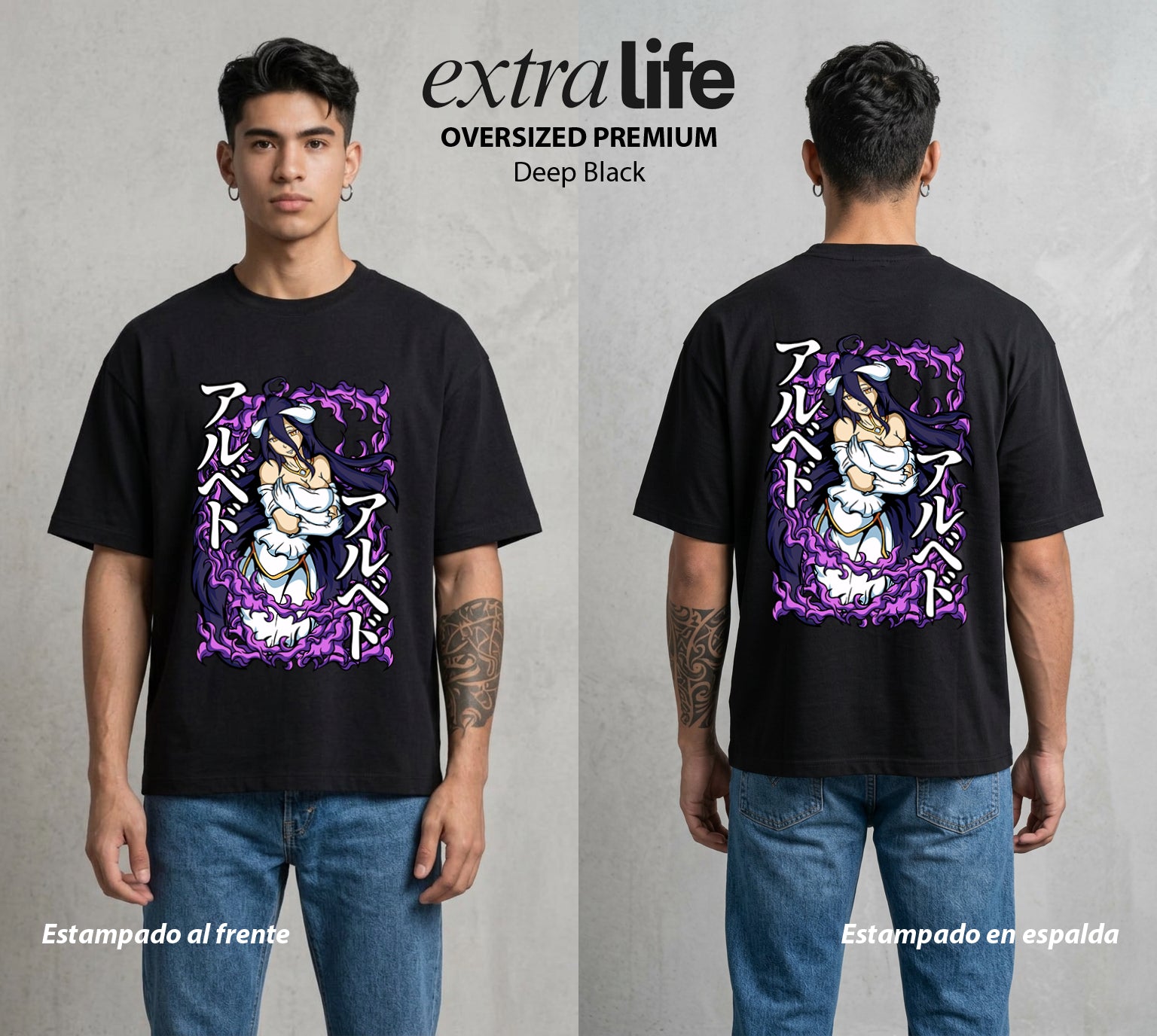 El Senor de las Mazmorras | La Devotion del Oscuro #03443 - Playera Oversized Premium | Deep Black - Foto en modelo
