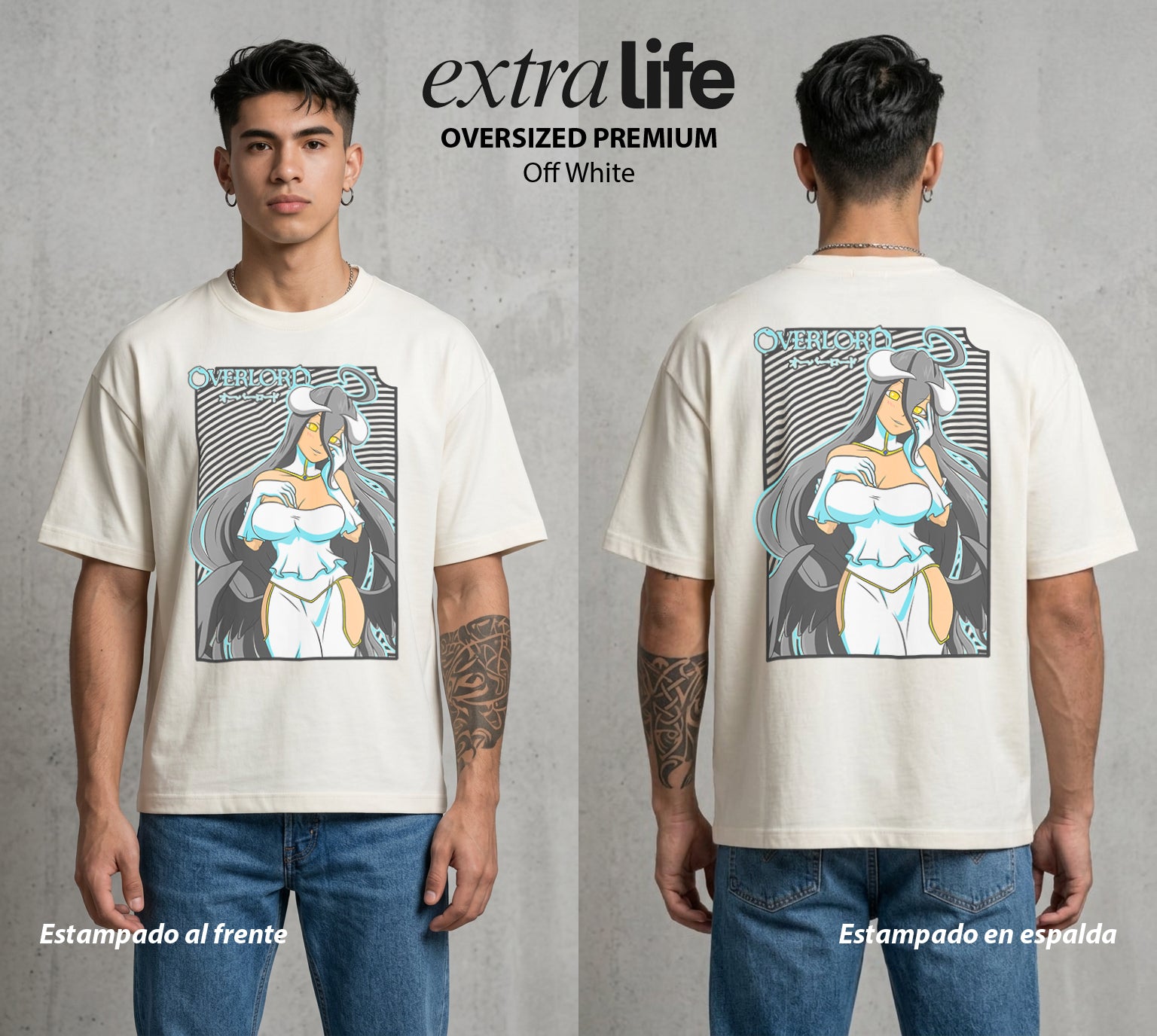 El Senor de las Mazmorras | La Guardian del Lord #03444 - Playera Oversized Premium | Off White - Foto en modelo