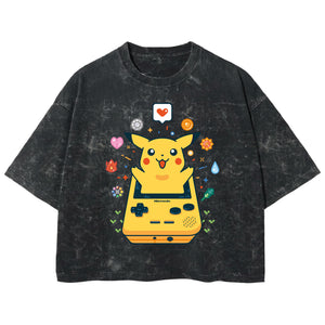 Playera streetwear premium de anime y gaming ExtraLife MX, corte boxy deluxe mineral wash heavyweight en color Acid Wash, moda urbana mexicana de culto.