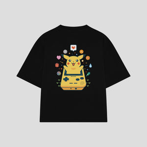 Playera streetwear premium de anime y gaming ExtraLife MX, corte oversized drop shoulder ligero y fresco en color Deep Black y Off-White, moda urbana mexicana de culto.