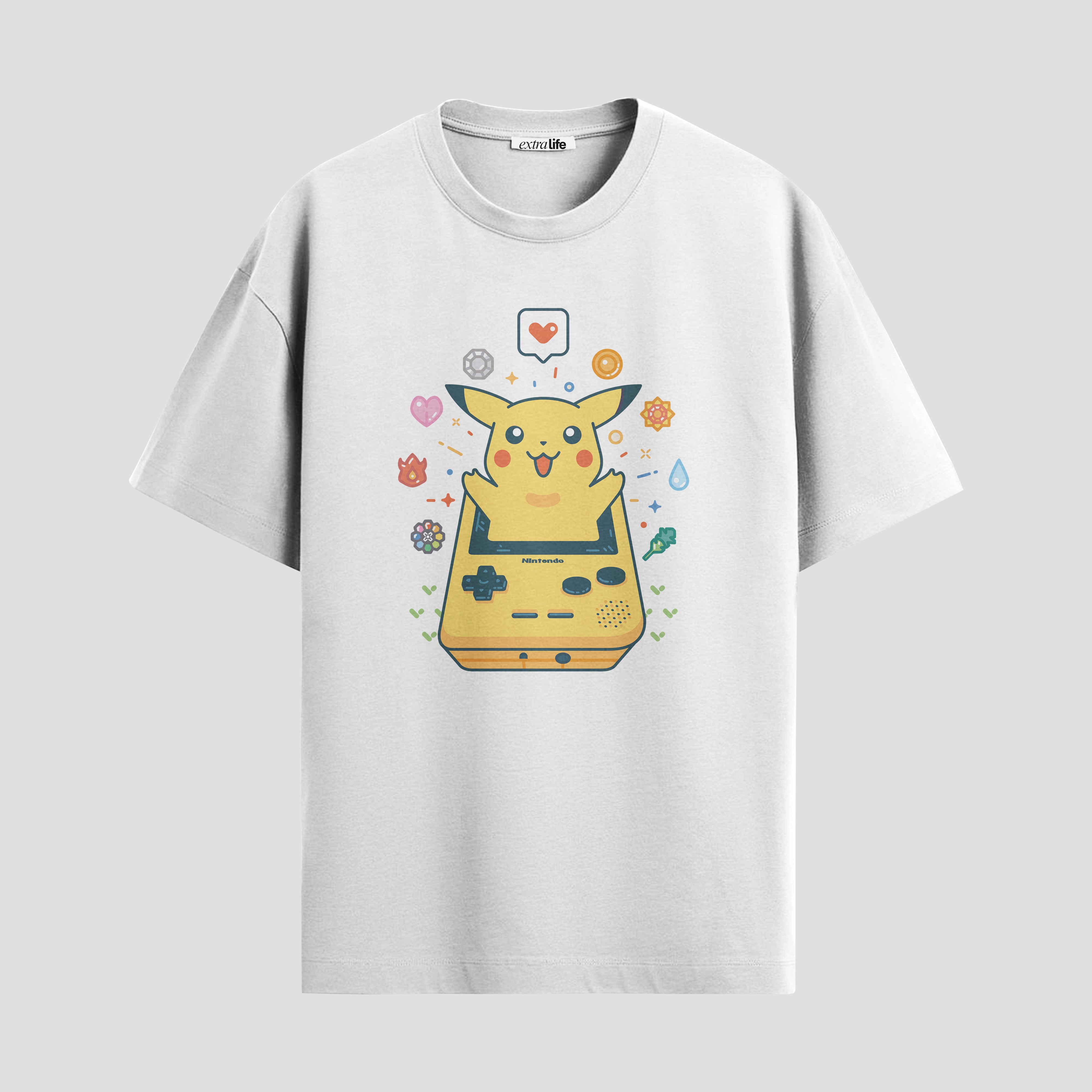 Playera urbana de anime y gaming ExtraLife MX, corte Standard Fit unisex ligero y transpirable en color Deep Black y Pure White, ropa de uso diario para gym y casual.